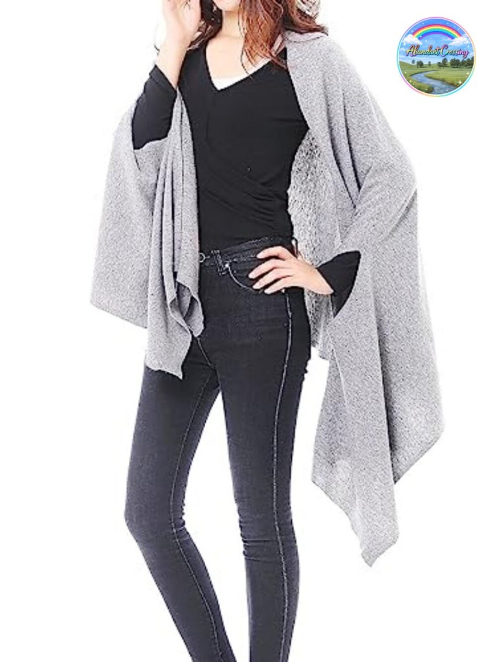 Wool Blend Knit Poncho Shawl Wrap Scarf Multi-Style Winter